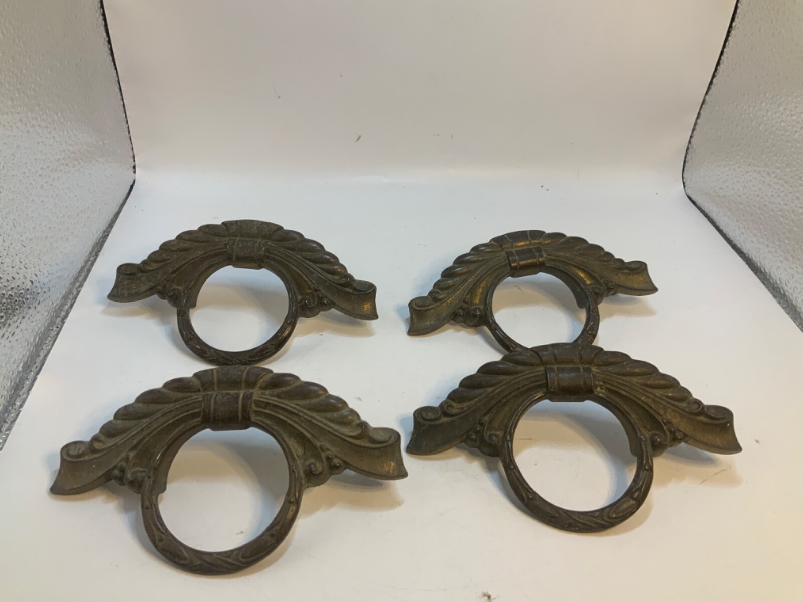 Vtg KBC Keller Brass Art Deco Metal Drawer Pulls Lot of 4