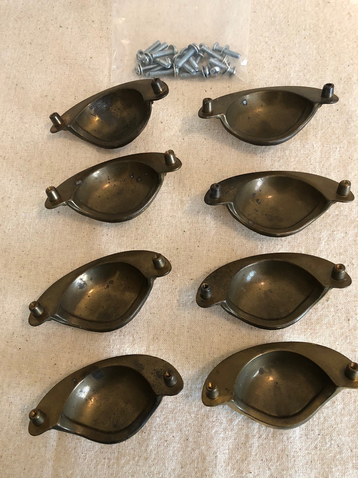 Lot Of 8 Lion Head Drawer Pulls Cabinet Handles Solid Brass Vintage Hardware