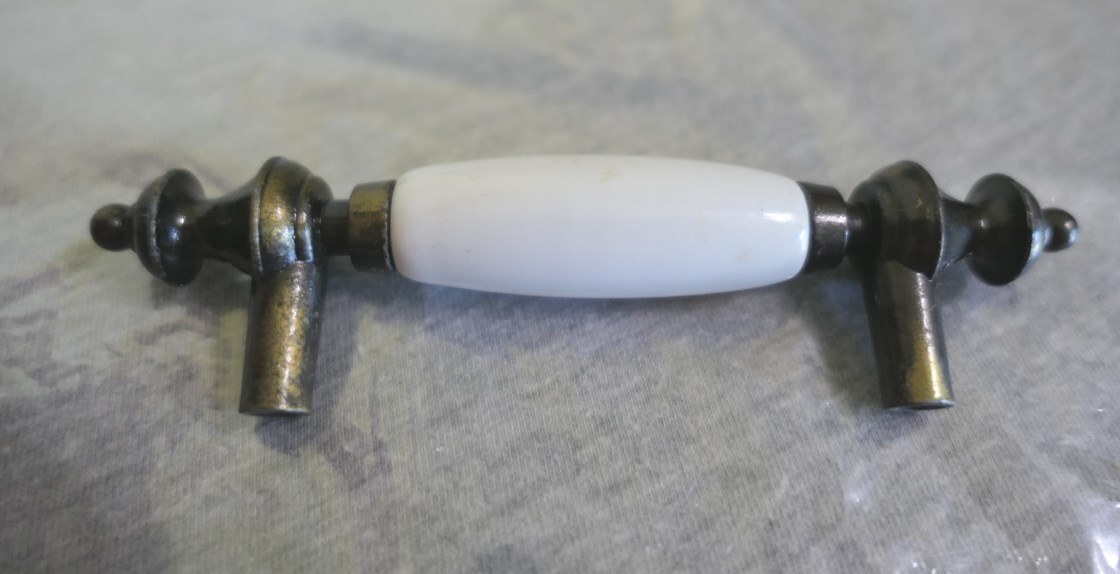 NOS Brass & Ceramic Cabinet Dresser Sideboard Drawer Pull Handle 5″ Japan