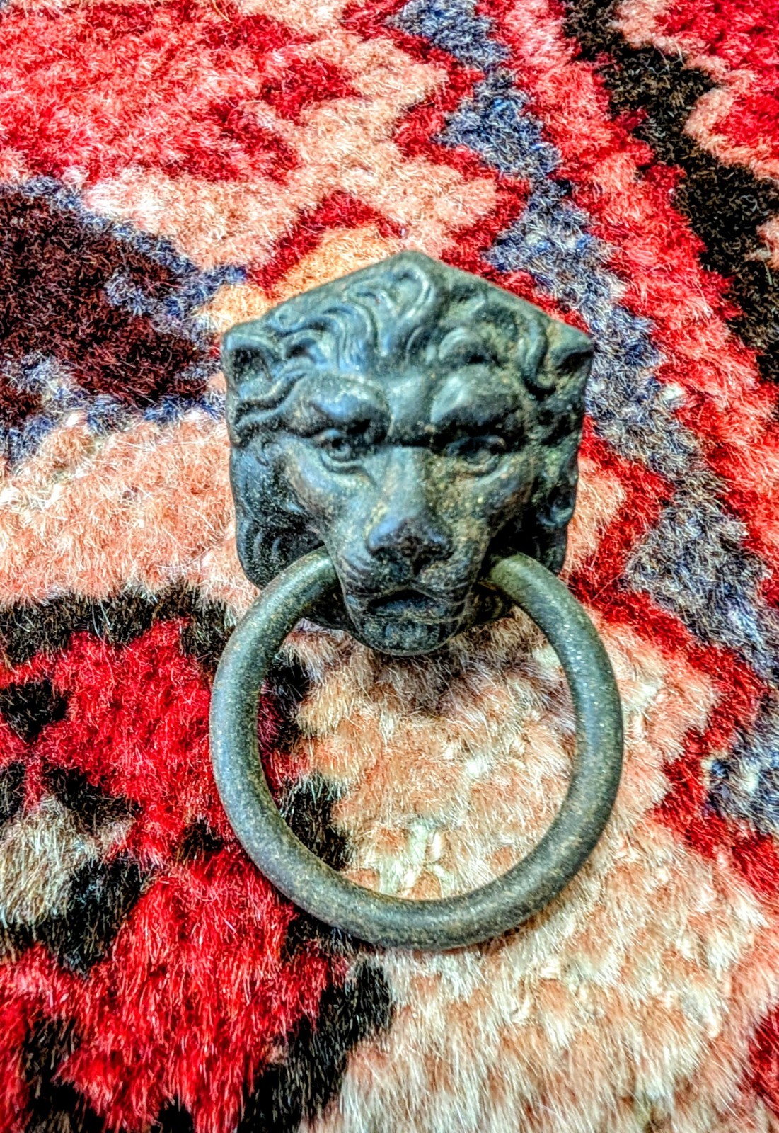 Antique Vintage Lion Head Ring Drawer Cabinet Pull Knob Hardware Architectual