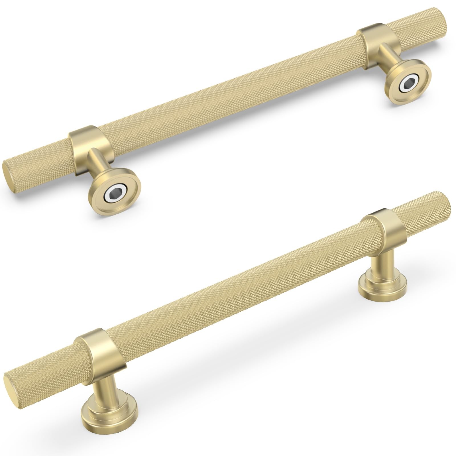 Komotia 30 Pack 5 Inch Cabinet Pulls Knurled Brushed Gold Kitchen Cabinet