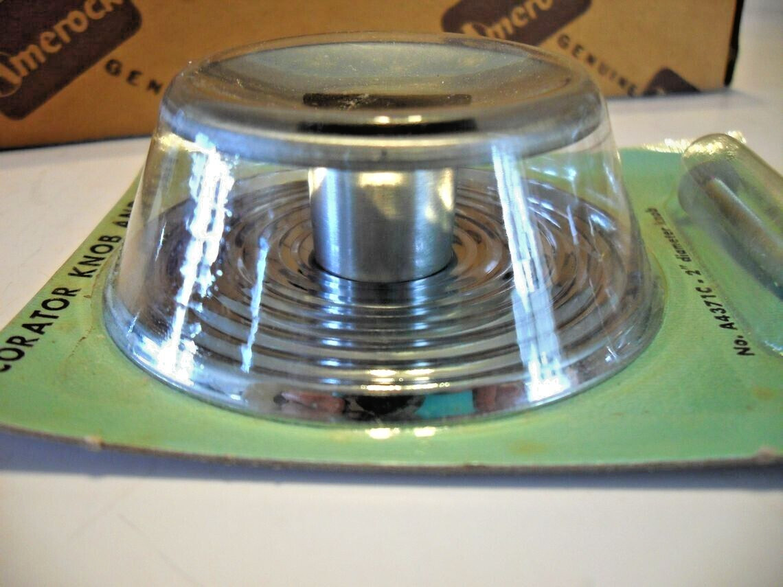 Vintage NOS 2″ Satin Chrome & Backplate Cabinet Knobs Black Mercedes Star