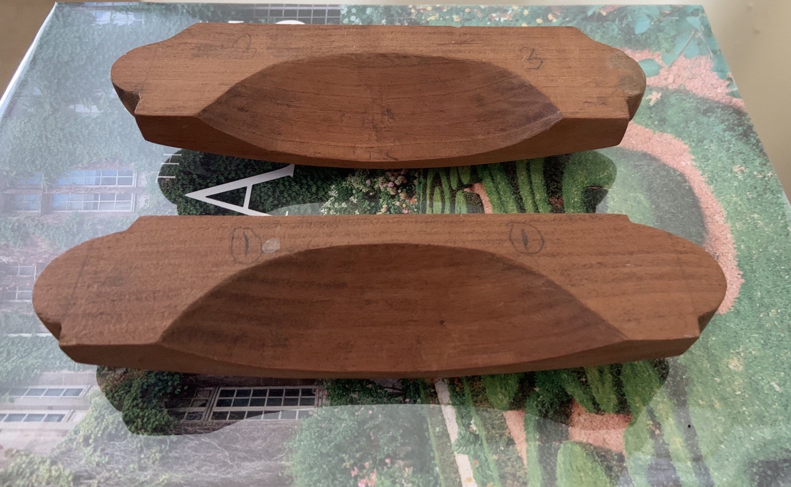 Vintage DRAWER PULLS Folk Art Country (8) Hand Carved Hard Wood 5-3/4” X 1-1/2”