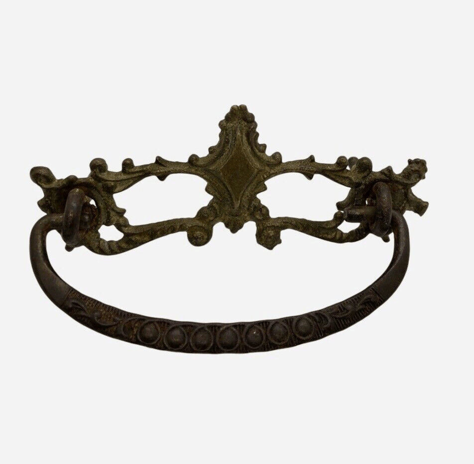 Vintage Ornate Brass Drawer Pull Bail Drop Hardware Furniture Restoration