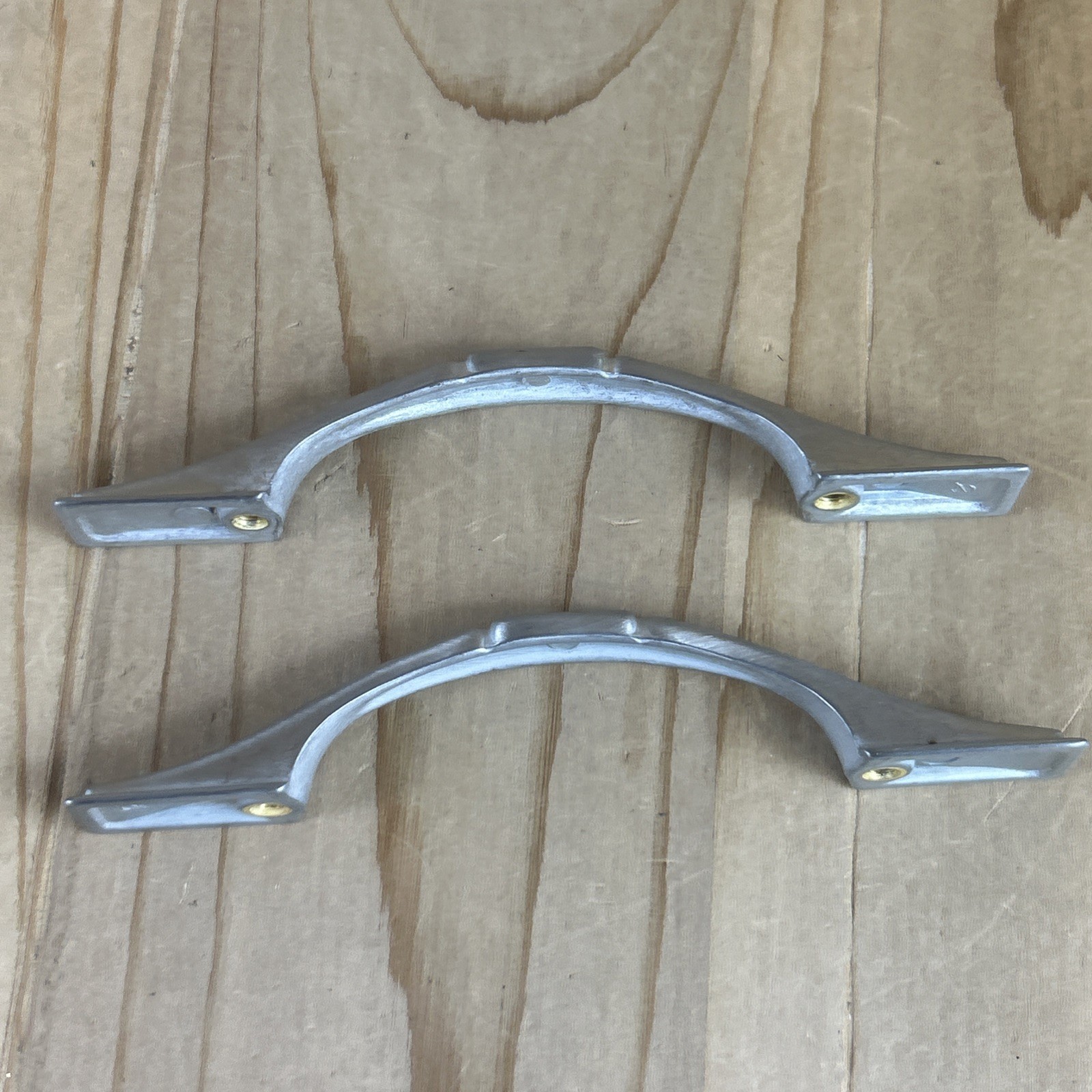 Vintage Drawer Pulls Set of 2 Brushed Nickel Ribbed Center 5” With Screws