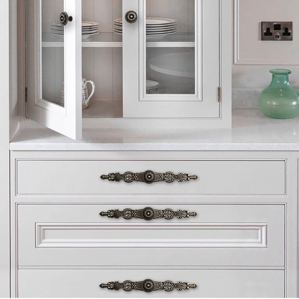 Antique Bronze Cabinet Pulls 6.5″ Zinc Alloy Handles Vintage Cabinet Hardware