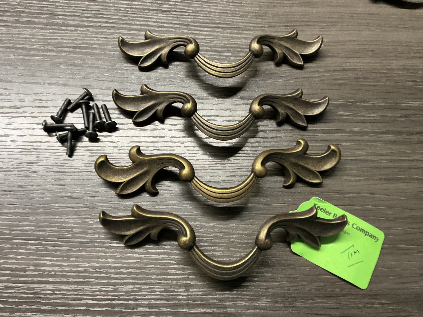 4 KEELER BRASS CO French Provential Cabinet Drawer Handle Pull 47731 Antique (70