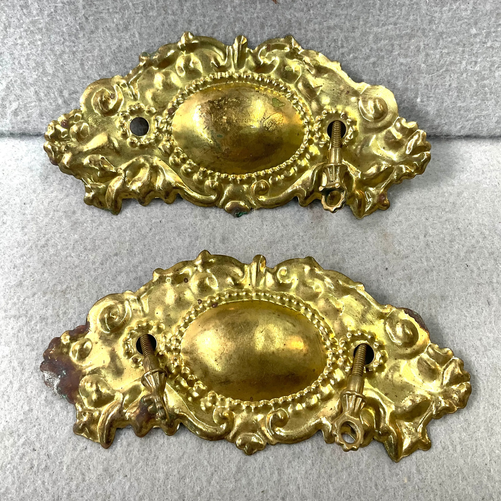 Vintage Brass Ornate Furniture Hardware Pulls Handles Lot of 5 Pieces