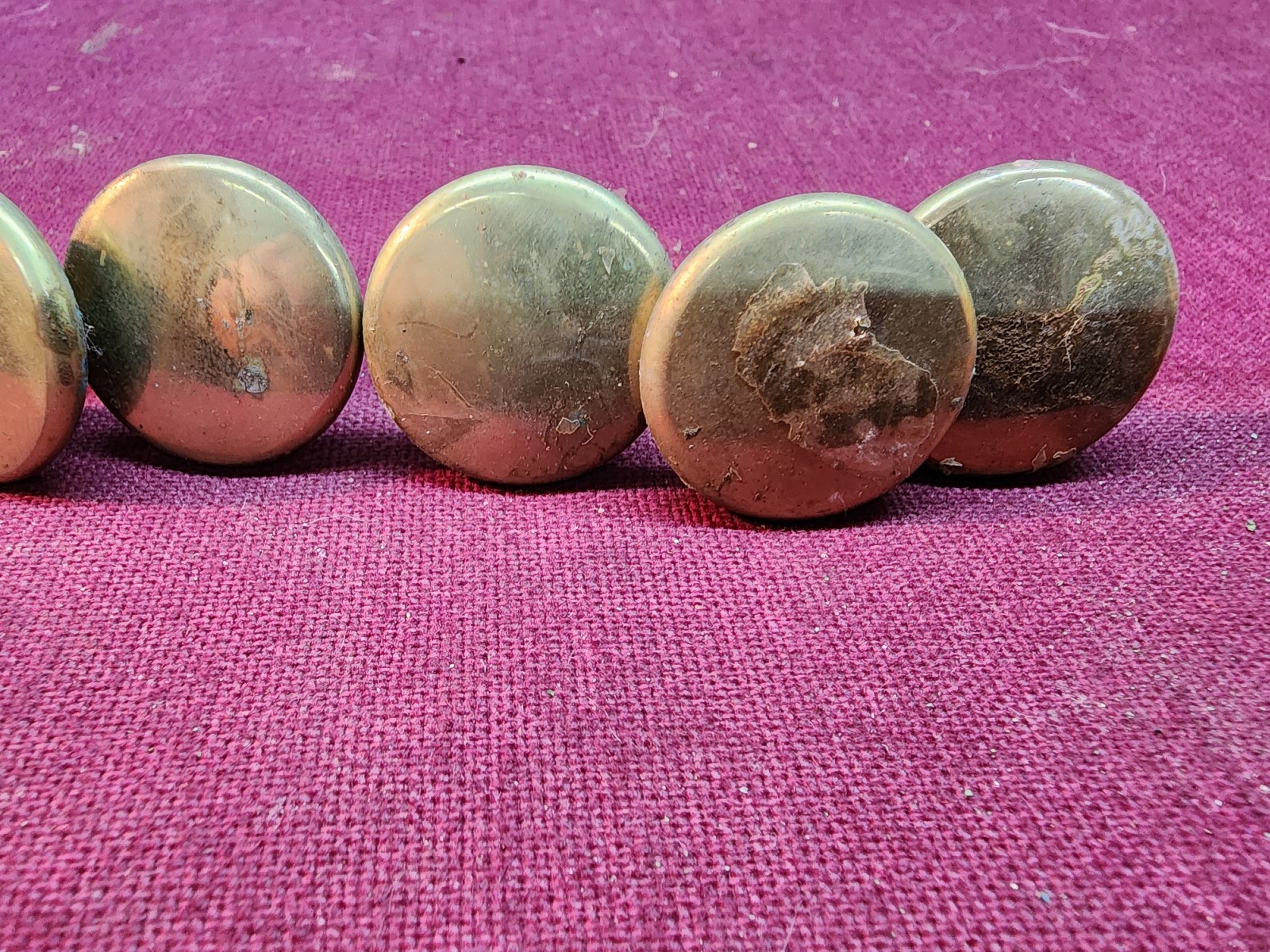 Lot of 10 Vtg Brass Round Drawer Knobs Pulls Cabinet Hardware