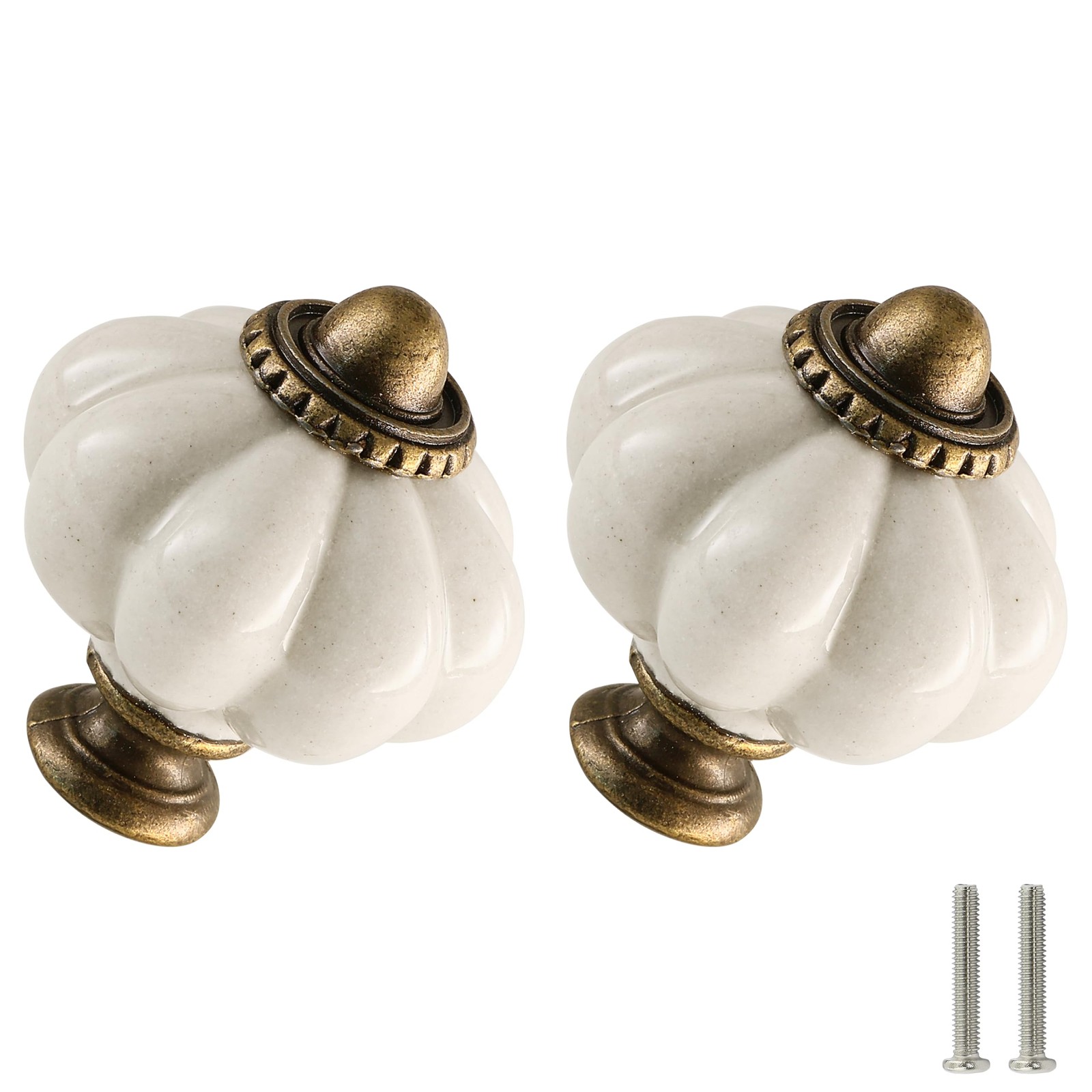 Zernmiarder Antique White Pumpkin Knobs 6 Pack 1-3/8 Inch,