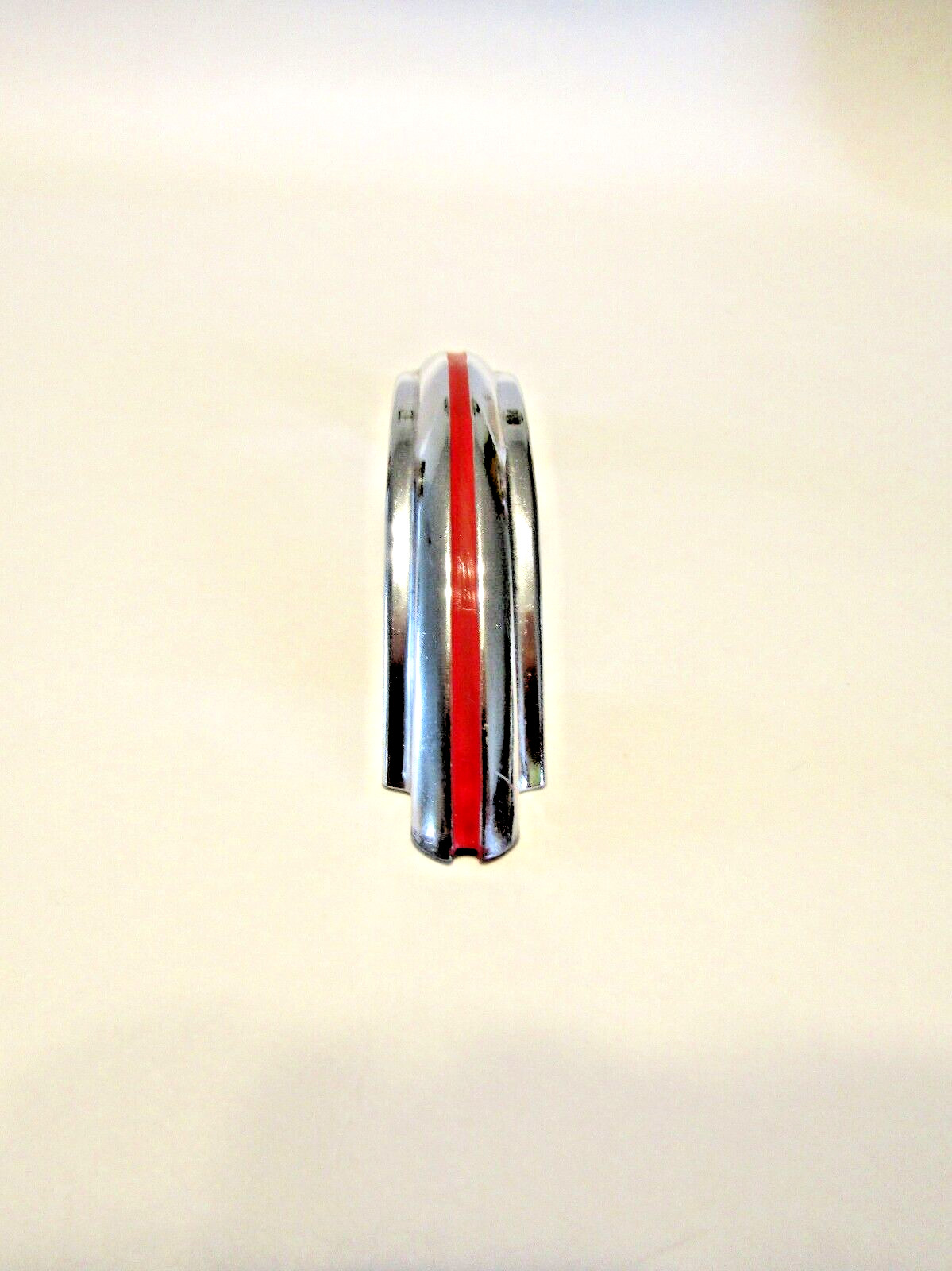 Vintage Chrome Drawer Pulls w Red Line & Stair Stepped Edges Cabinet Door Handle