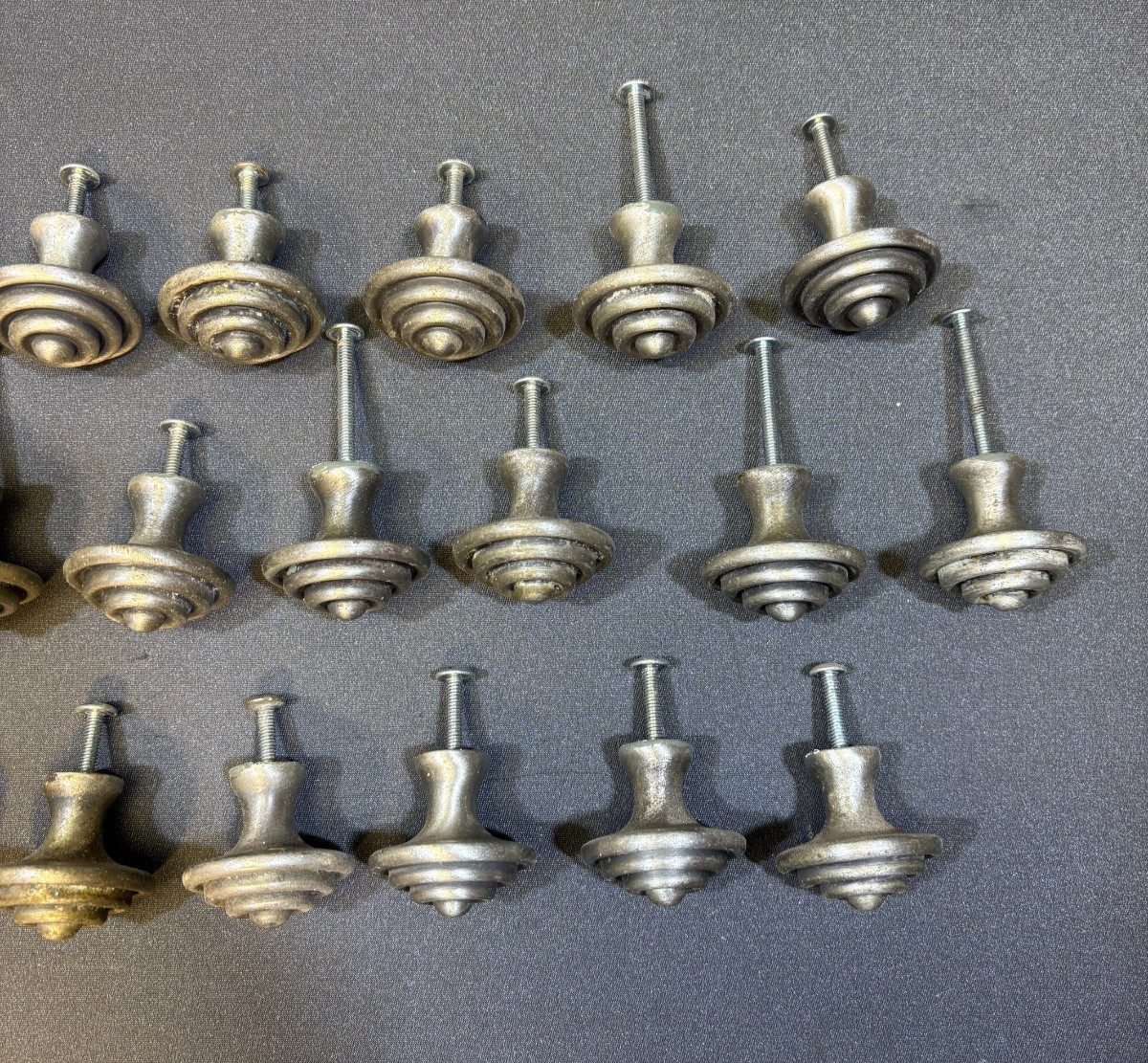Brushed Nickel Knobs – Set of 23 – Concentric Circle Bullseye Drawer Pulls