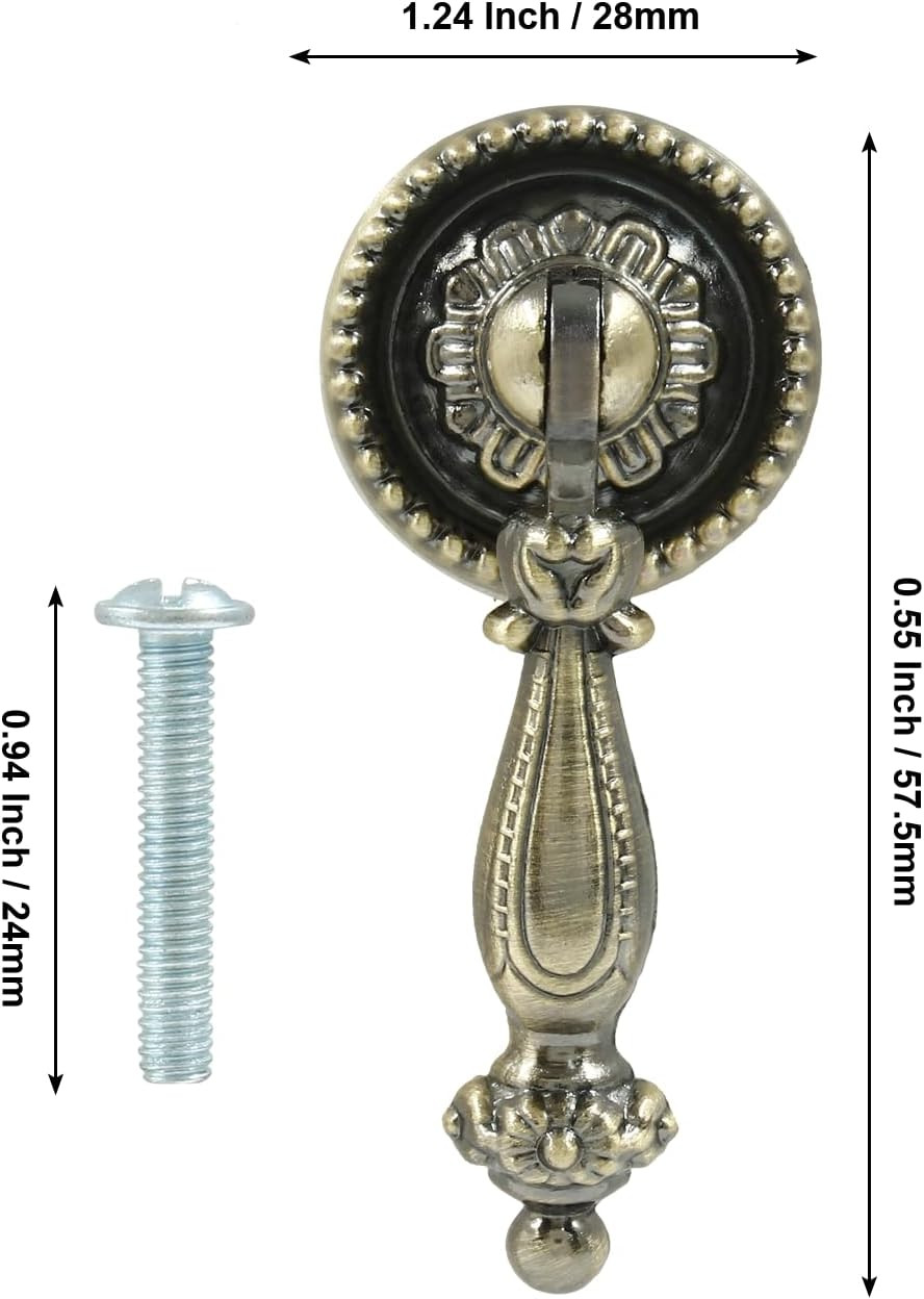 2Pcs Bronze Metal Tear Drop Knobs Drawer Pulls Antique Decorative Furniture Drop