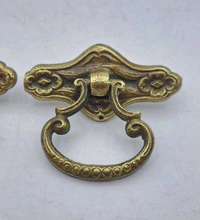 Antique Drop Handles Drawer Pulls Door Dresser Vintage Furniture Hardware Pair
