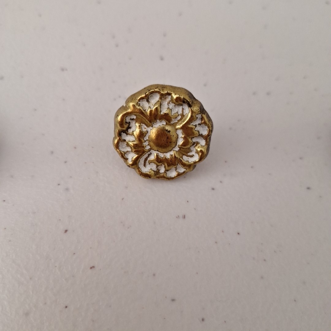 Vintage Antique MCM Ornate Solid Brass Drawer Pulls Door Handles, Set of 3