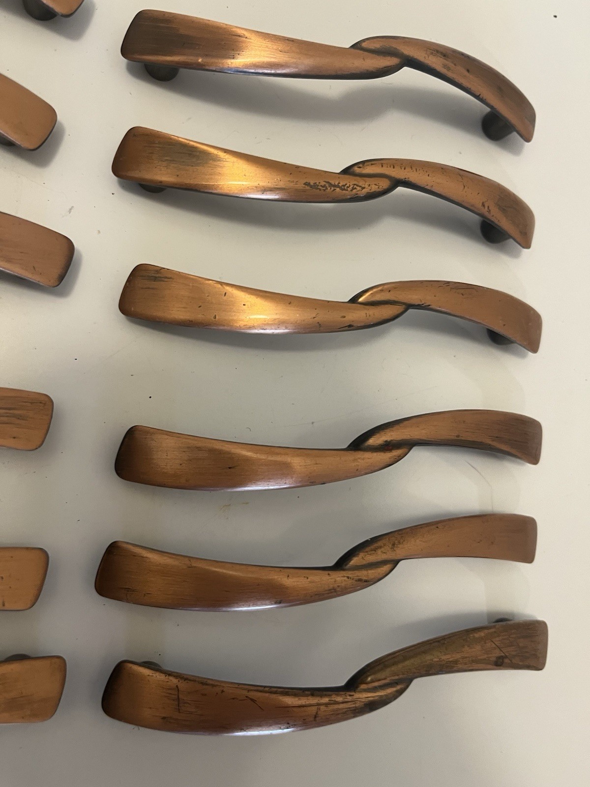 12 Vtg Copper Drawer Pull Cabinet Door Handle Bow Tie Amerock T-444 With Screws