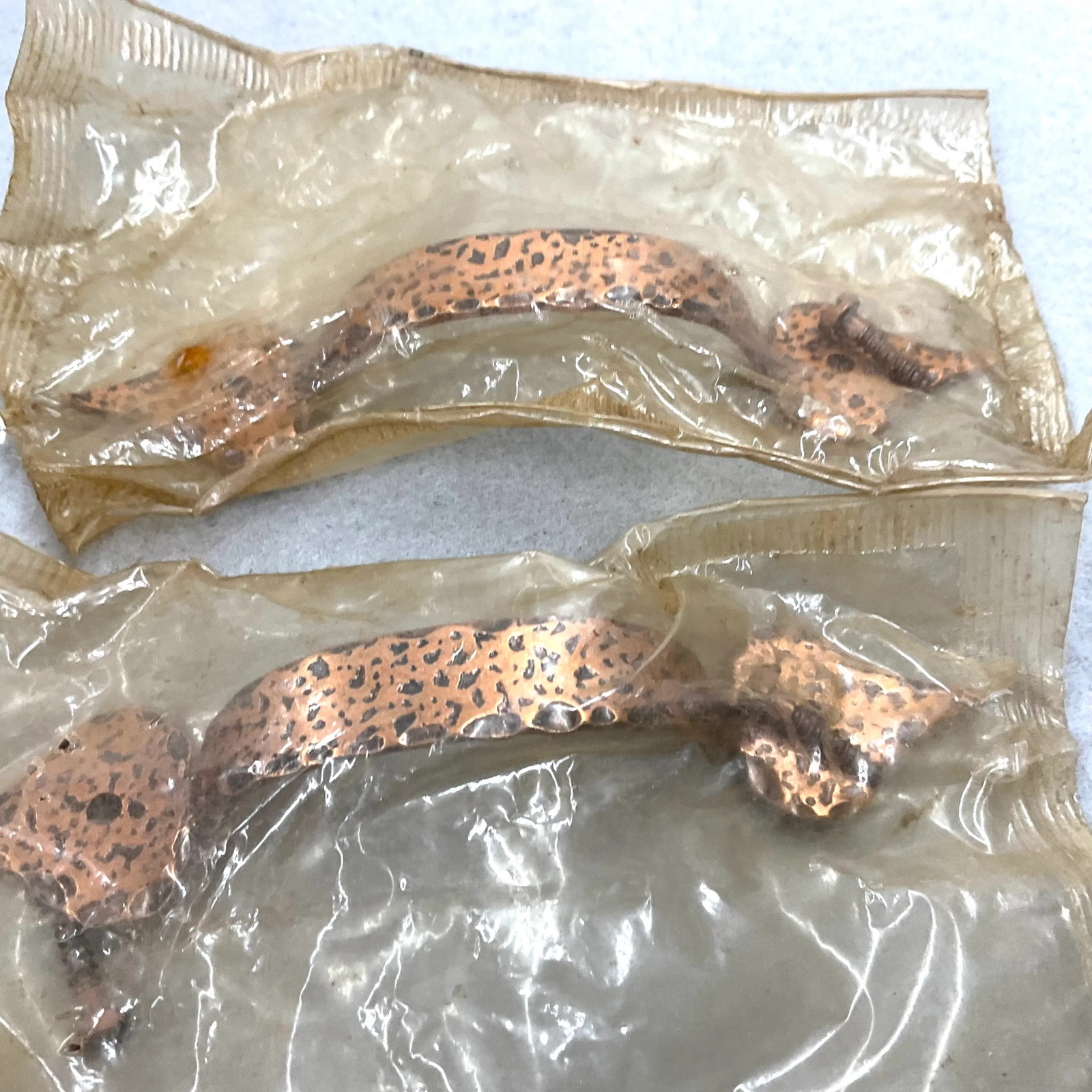 Vintage Hand Hammered Style Copper Cabinet Hardware 6 Drawer Pulls 3 Drawer