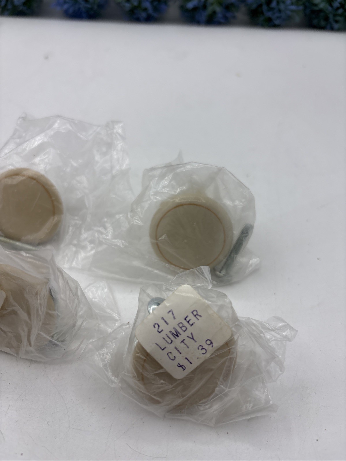 VTG Retro 1970’s Beige Orange Porcelain Cabinet Drawer Pull Knobs – Lot of 6 New