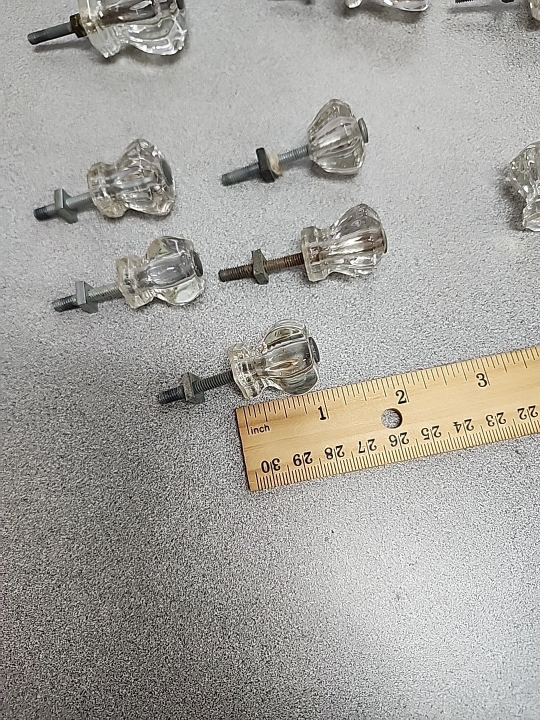 9 Clear Glass Drawer Pull Knobs 2 Sizes- Salvage Vintage