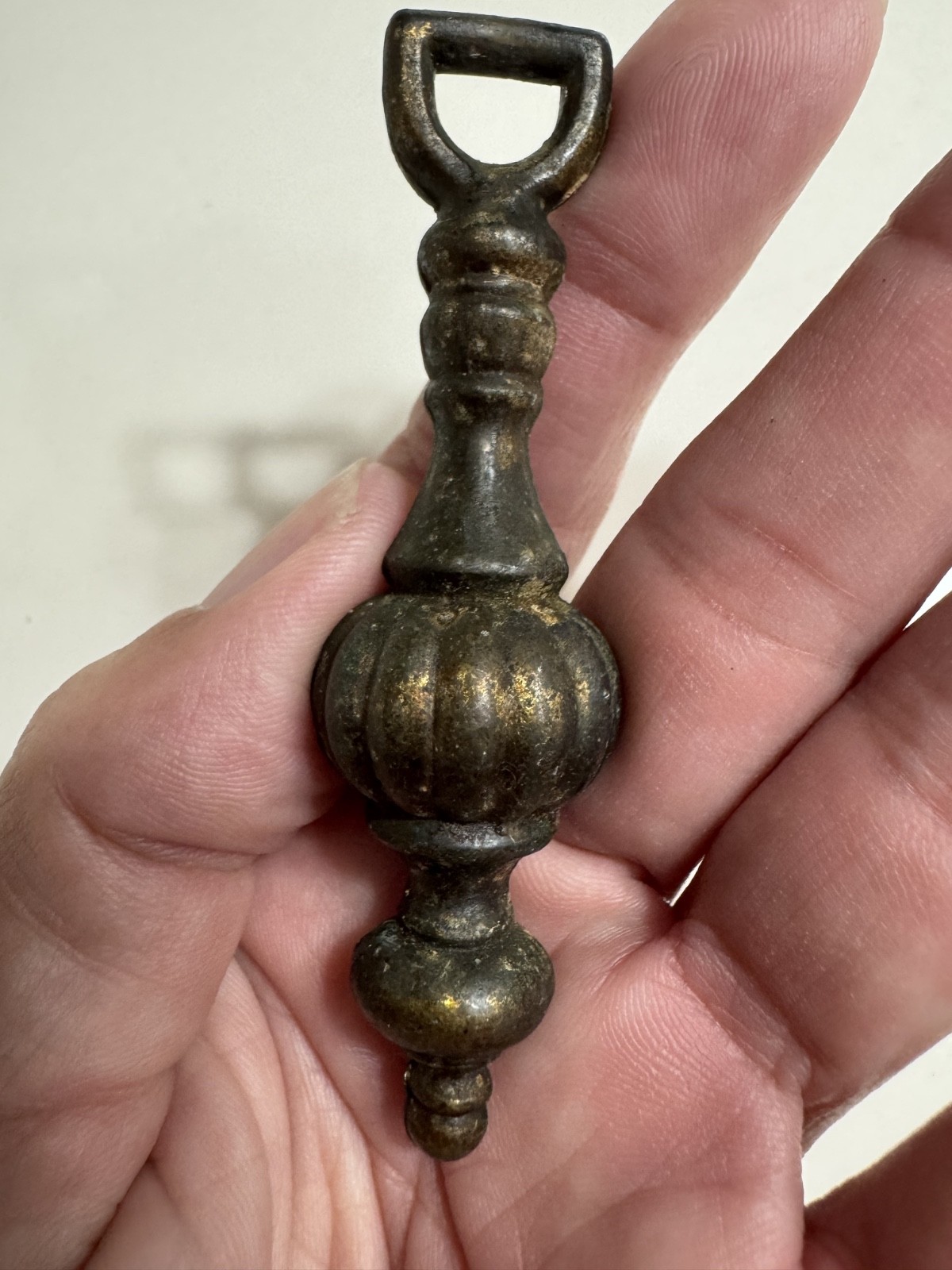 Vintage Large Bronze Antique Brass Tone Finish Hanging Drop Drawer Pull Hardware