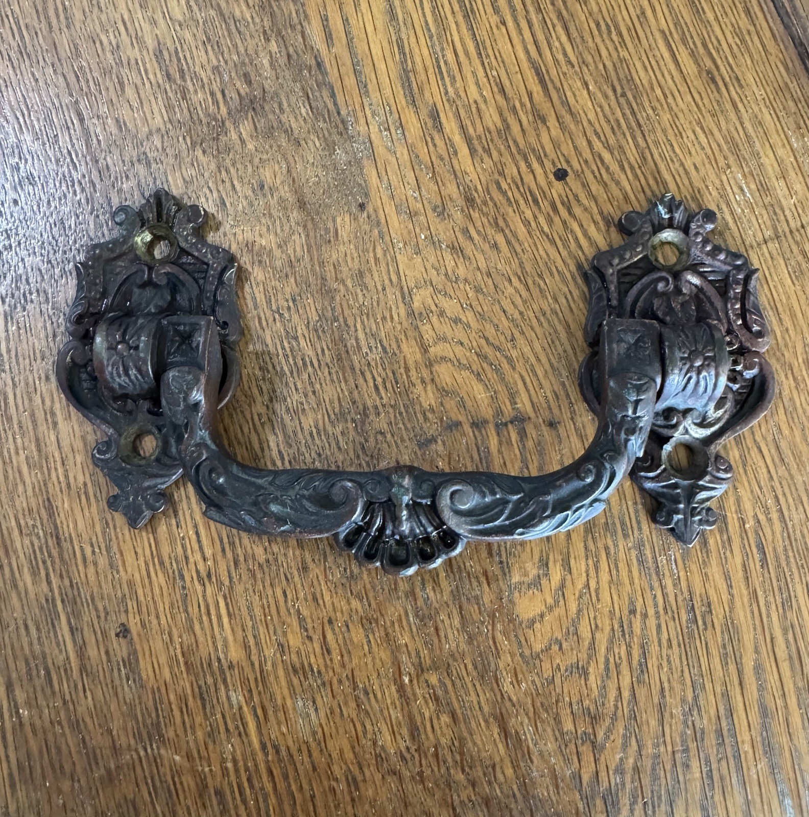 Antique French Drawer Pull L. PINET Brass Drawer Handle