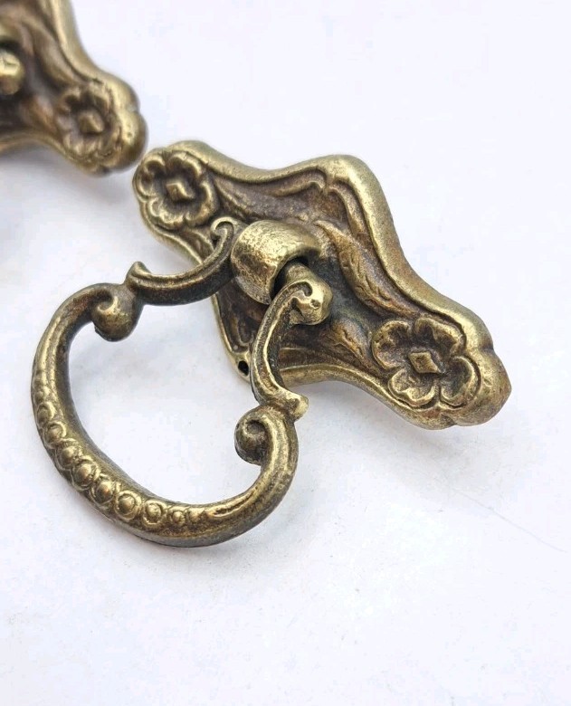 Antique Drop Handles Drawer Pulls Door Dresser Vintage Furniture Hardware Pair