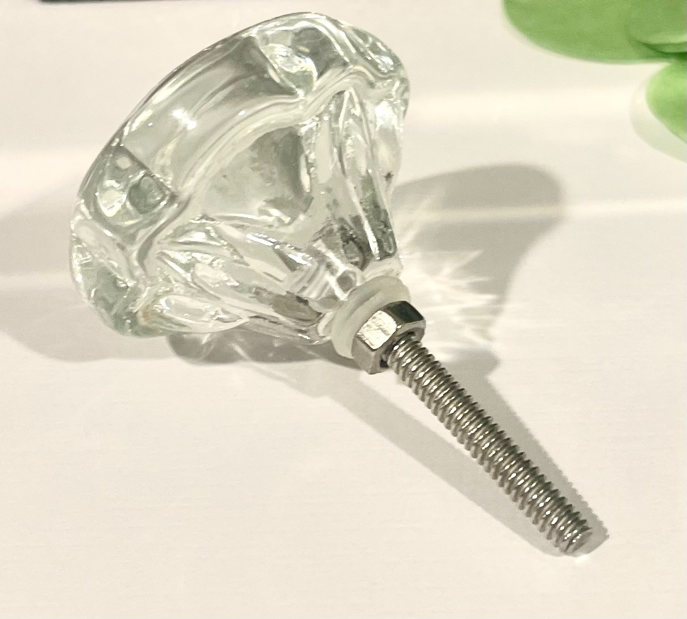1; VINTAGE HOLLYWOOD REGENCY CRYSTAL clear GLASS DRAWER CABINET KNOBS HANDLES