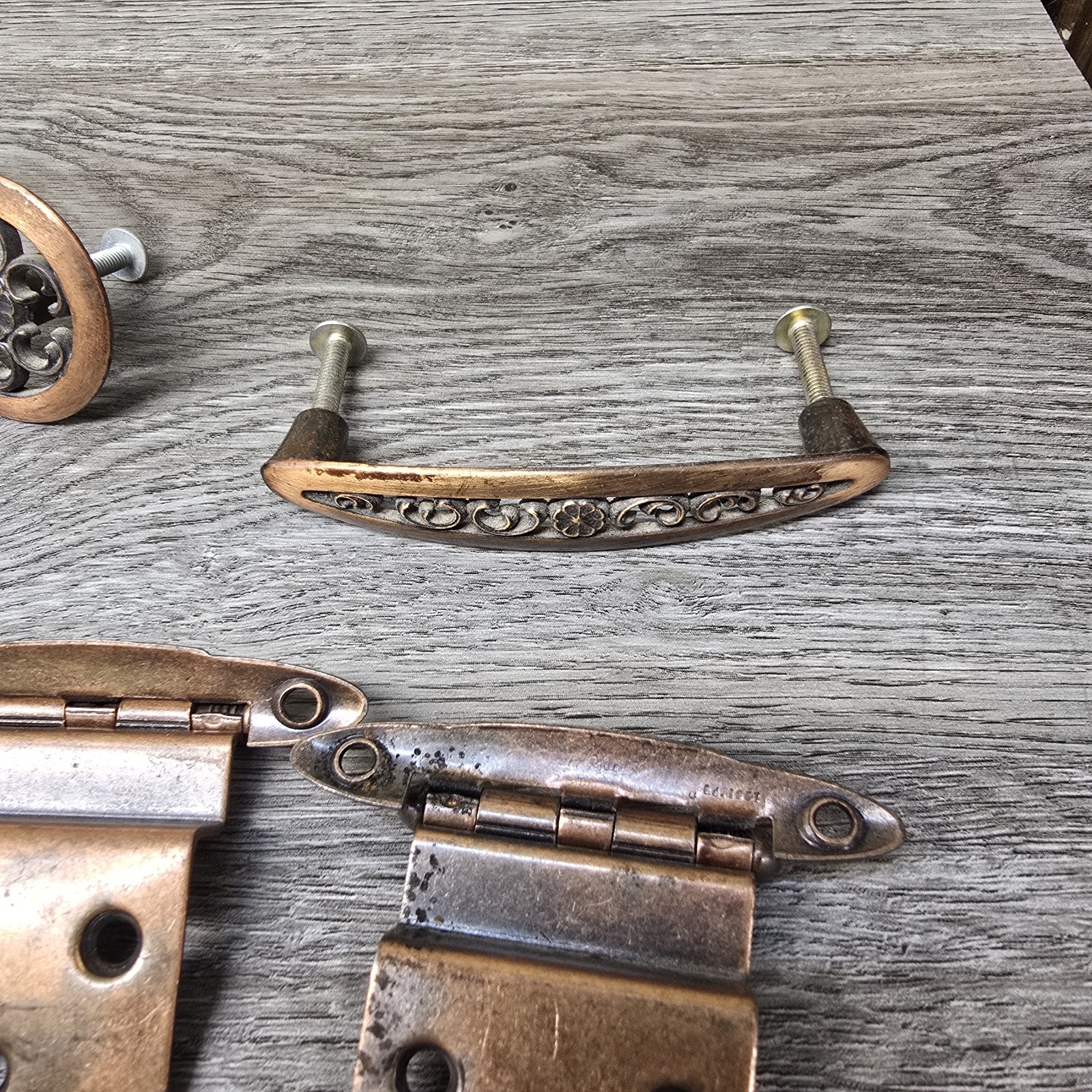Vintage Ajax USA Furniture Hardware Set Hinges Pulls Knobs D-195824