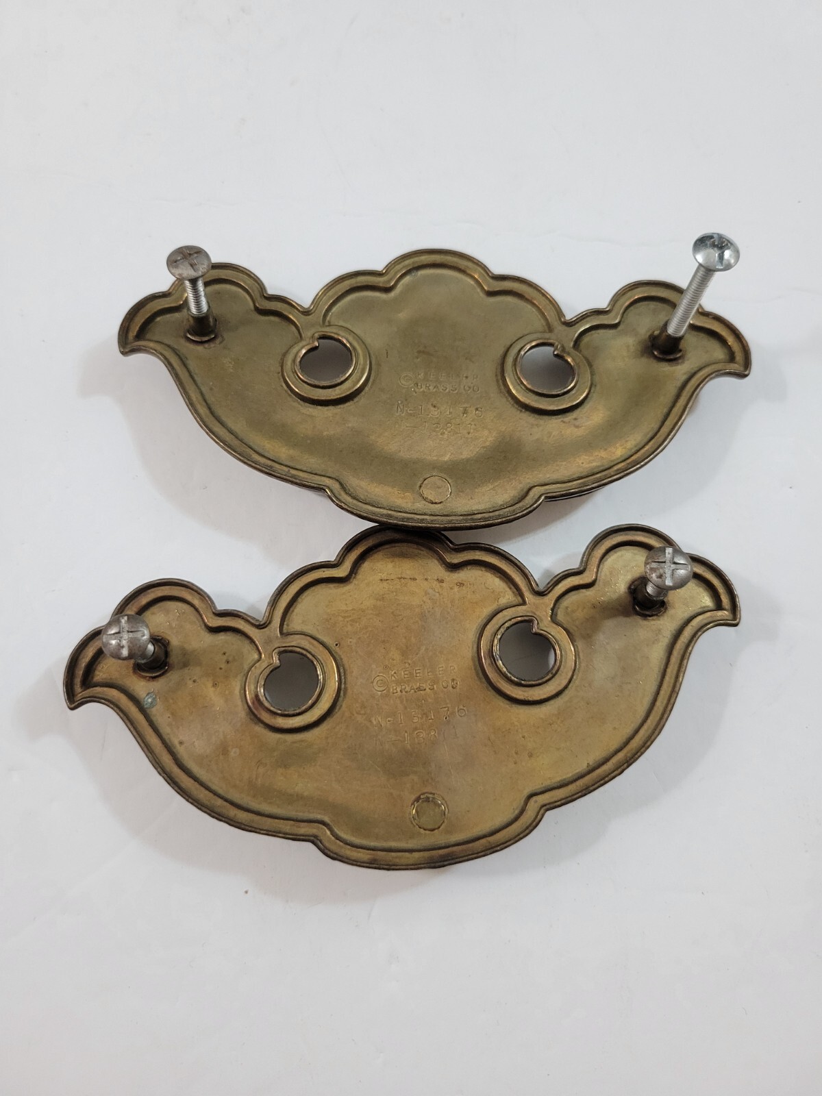 2 Keeler Brass Chippendale Style Brass Bail Drop Drawer Pulls | As Is