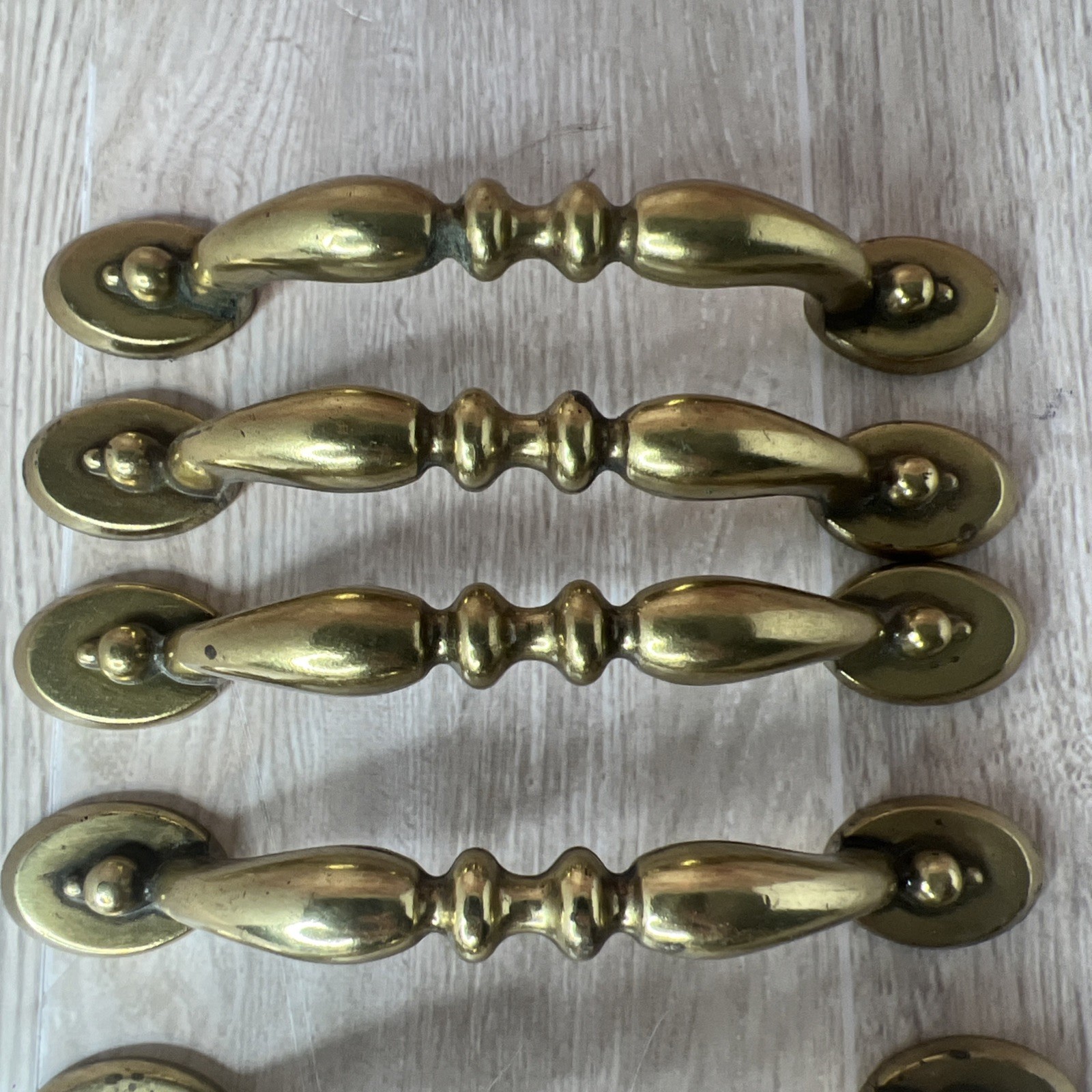 7 Antique MCM Brass Cabinet Handles 3 Inch on Center with Screws