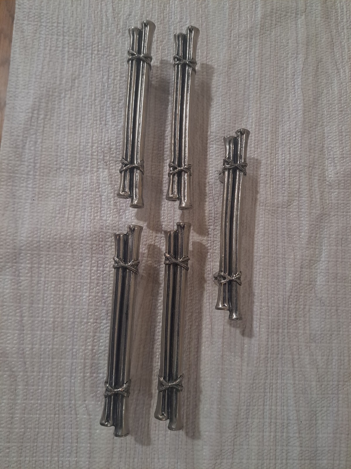 Lot Of 5 DArtefax DHP2-ORB Double Bamboo Pulls. Oil Rub Finish With Brass Insert