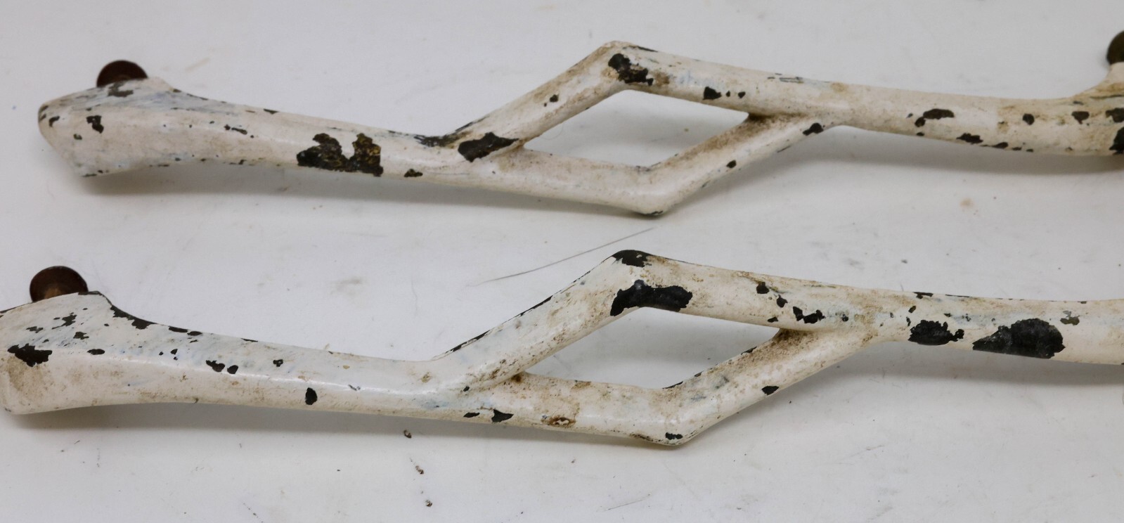 Antique Matching Pair Drawer Pulls Handles 8-1/8″ Long 7-3/8″ CTC Painted Brass