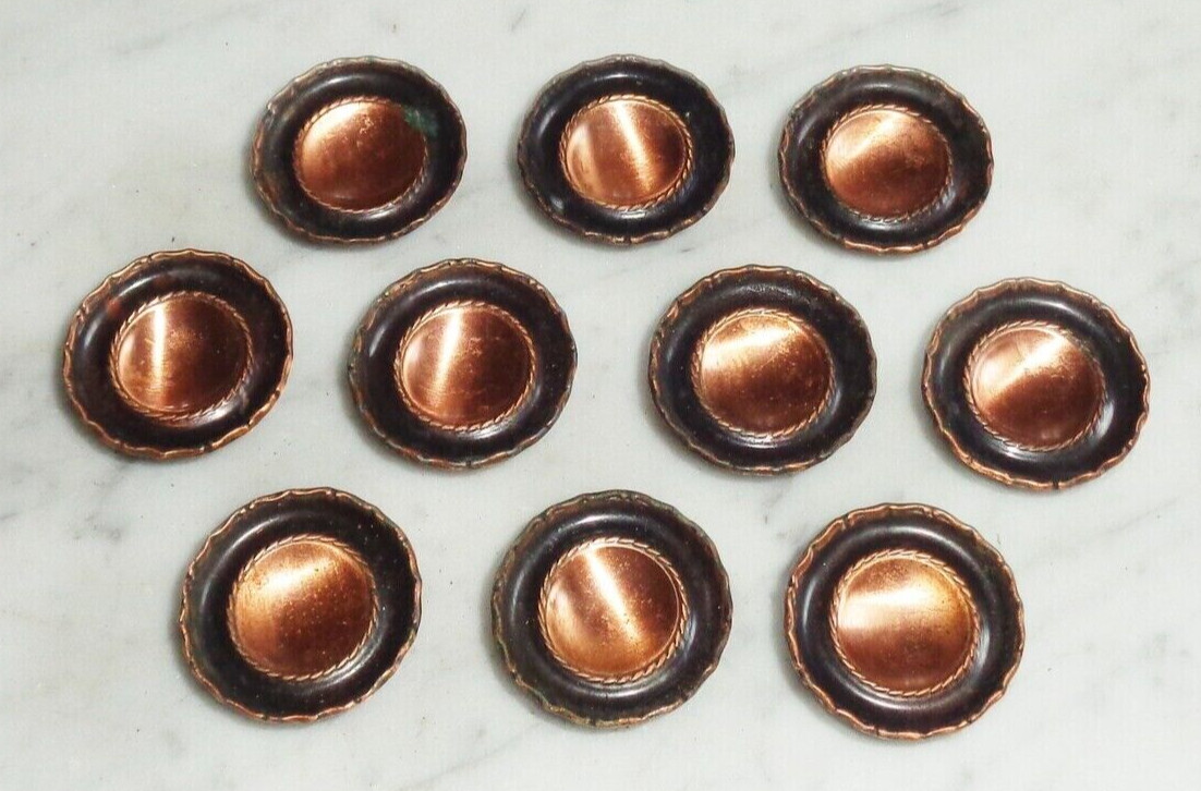 10 Vintage Ajax Copper Concave #976 Drawer Pull Cabinet Handle Knobs
