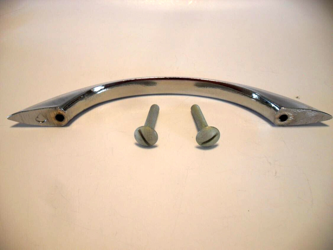 Vintage Nos Long Sleek Heavy Chrome Drawer Pull Cabinet Handle Peaked Face
