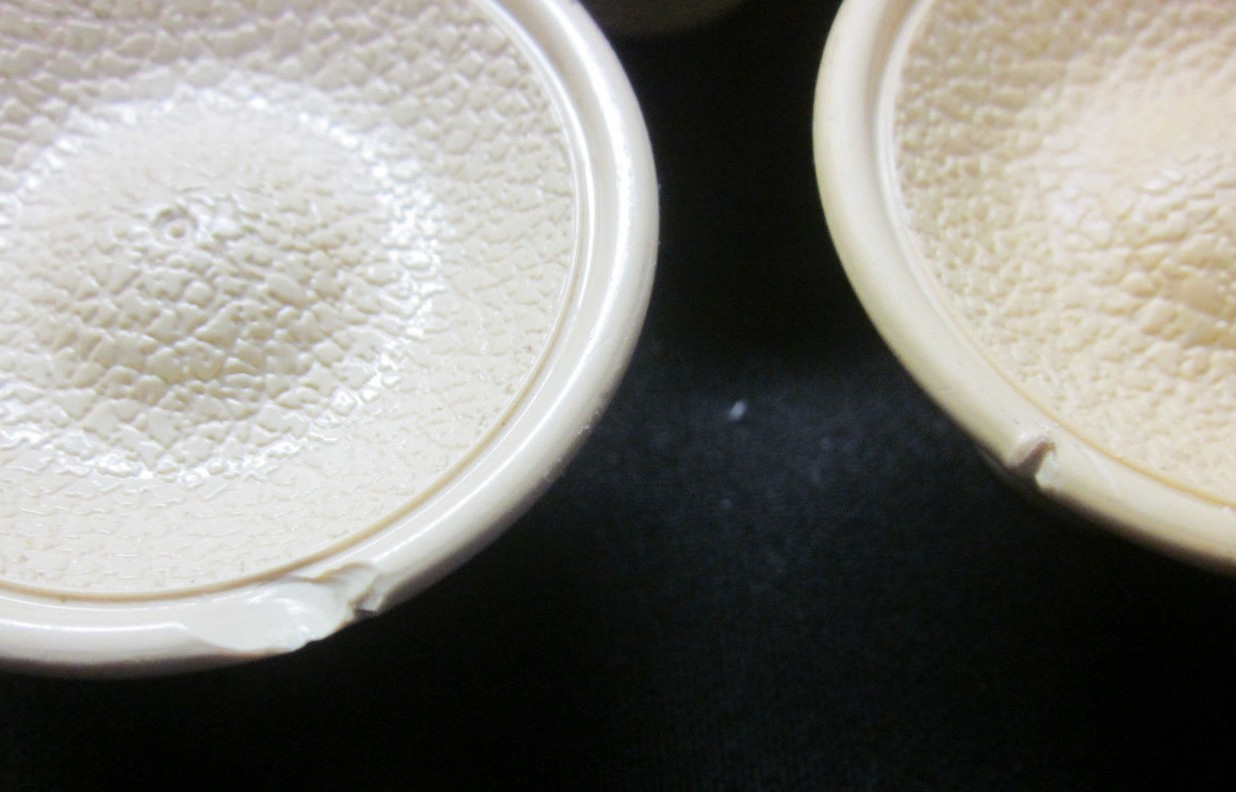 Beige Pebbled Concave Plastic 1940s Pull Knob Crackled Texture 1 Vtg MCM Retro