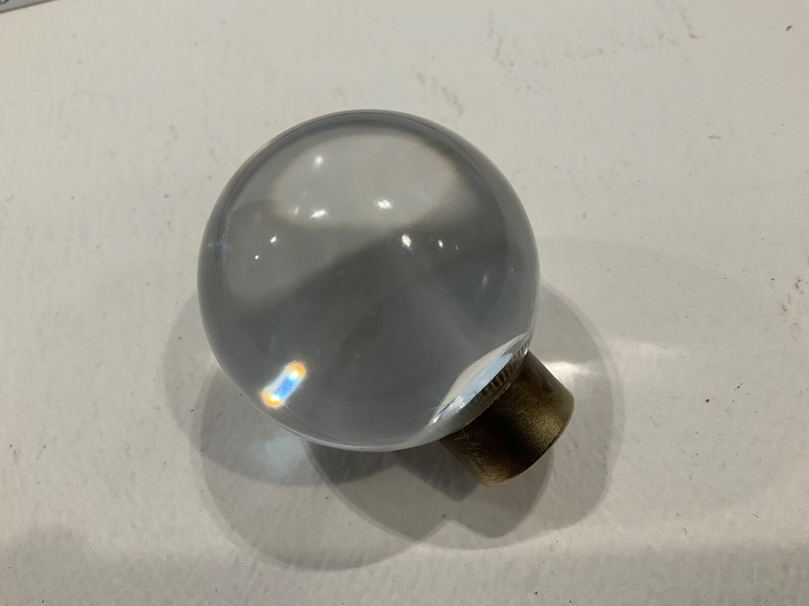 Vintage Round Glass Ball Drawer Pulls / Cabinet Knobs w/Brass Collar Backplate
