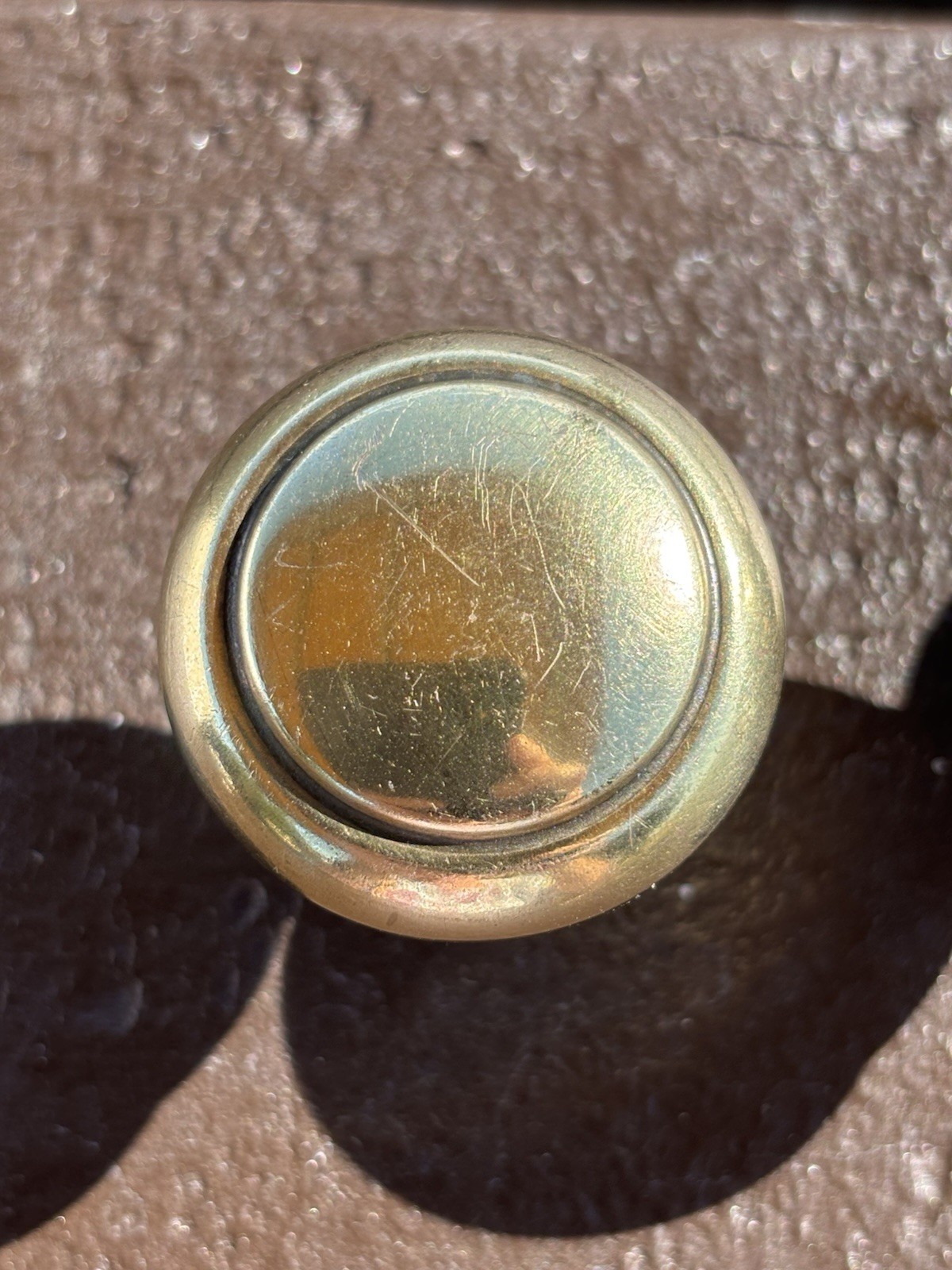 1970s Brass Finish Cabinet Knob 1 1/4” Round Mushroom Drawer Pull (Set of 2)