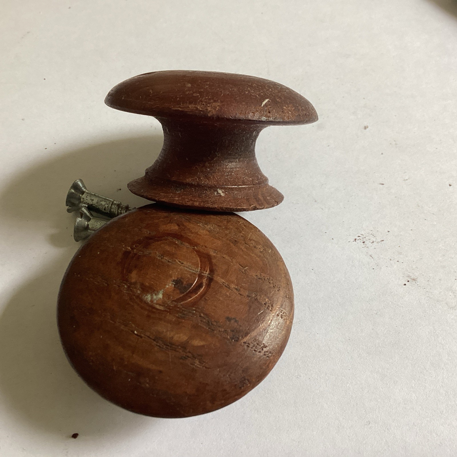 Wonderfull pair of 1 3/4” Inch Antique Mahogany Wood Drawer Pulls w/screws