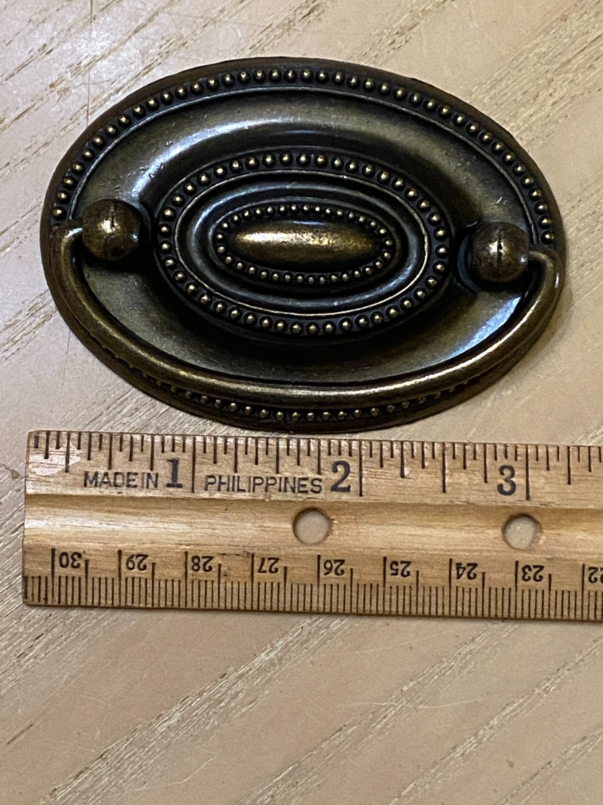 Lot of 7 Dresser Pull Antique Brass Bail Drawer Pull Oval Drop Swing Hand
