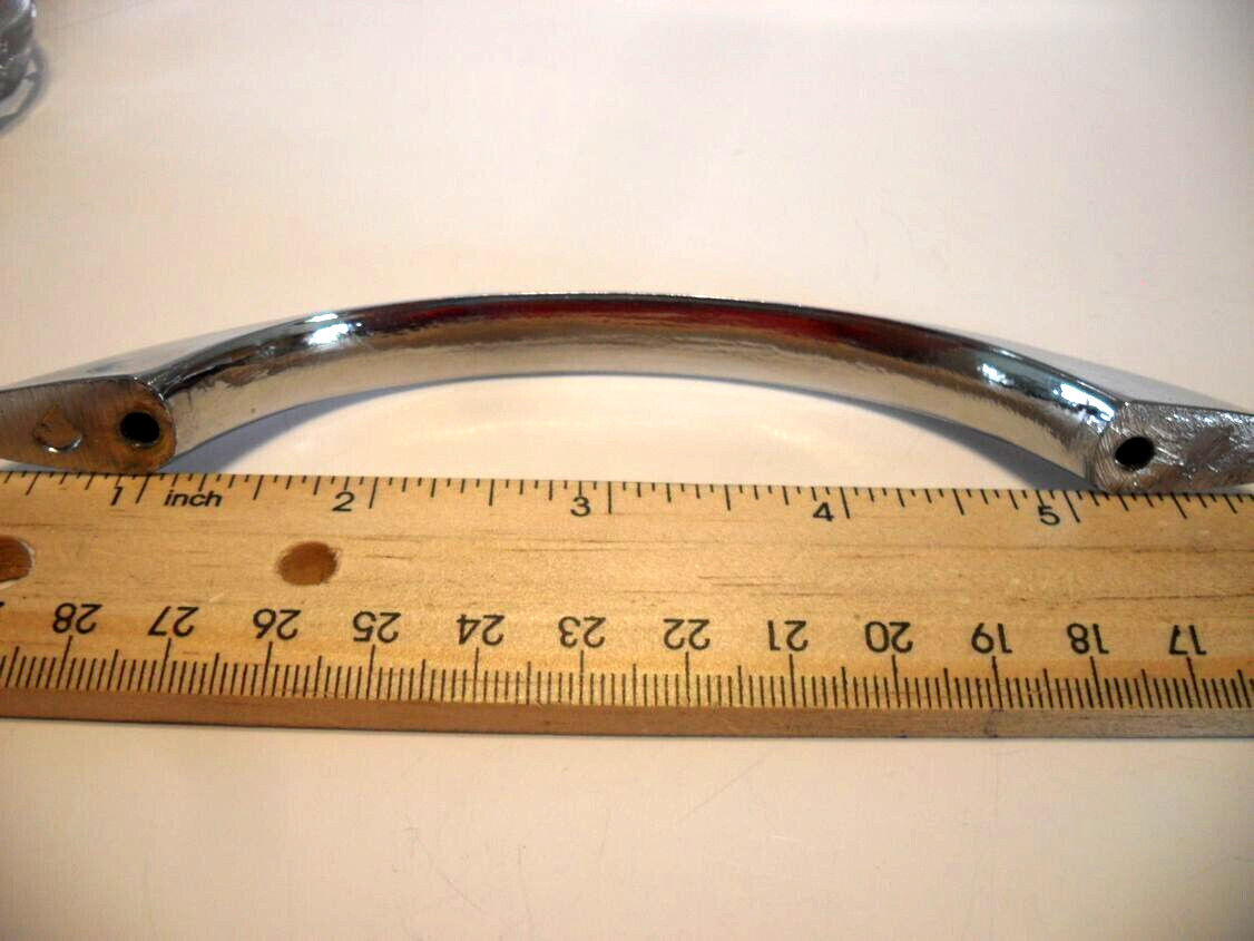 Vintage Nos Long Sleek Heavy Chrome Drawer Pull Cabinet Handle Peaked Face