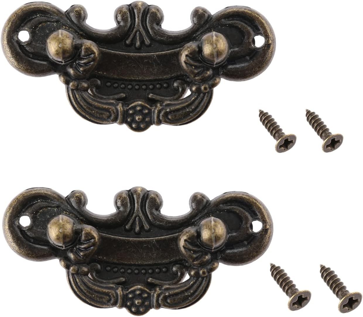 2-Pack Vintage Antique Bronze Pull Handle For Drawer Jewelry Box 2.32″x1.1″ New