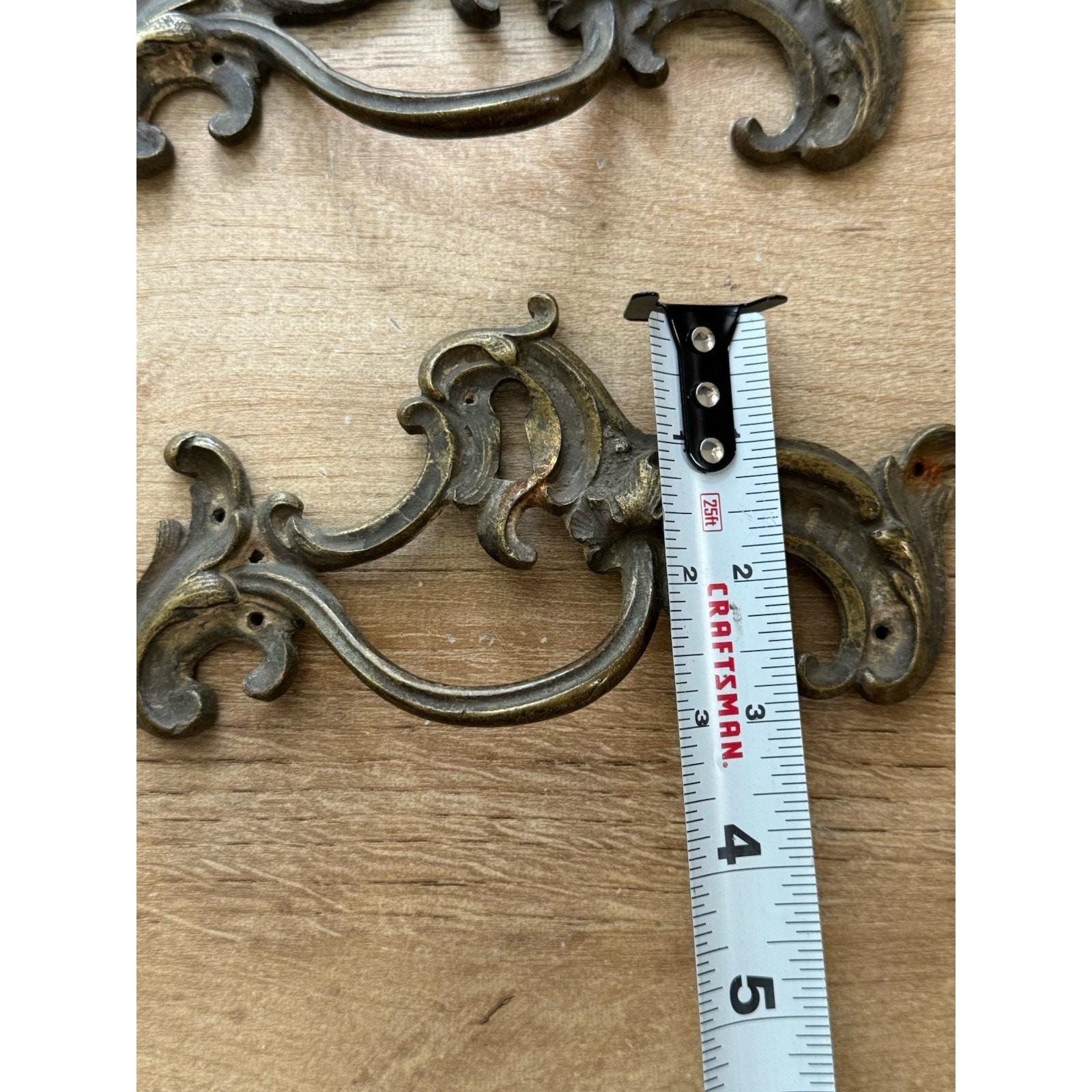 Pair Antique Drawer Pull Handles French Rococo Louis XV 1800s Bronze 6″