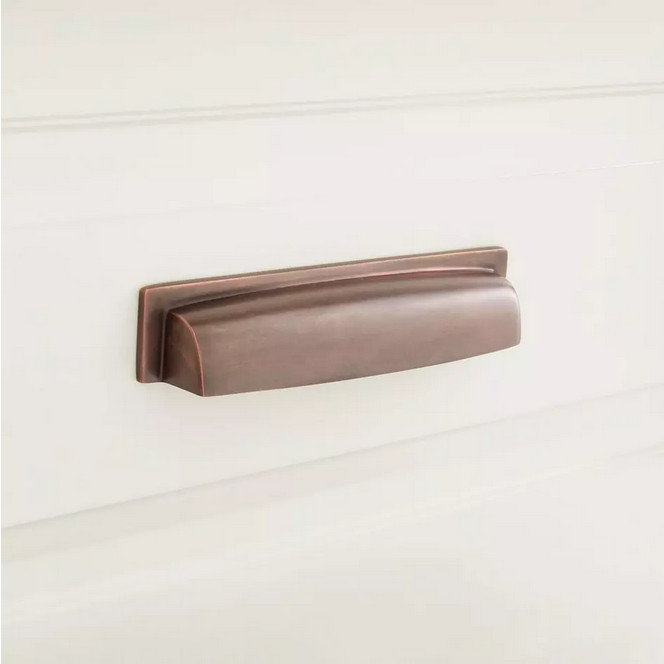 Signature Hardware Edvard Solid Brass Rectangular Cup Pull Oil Rubbed Bronze