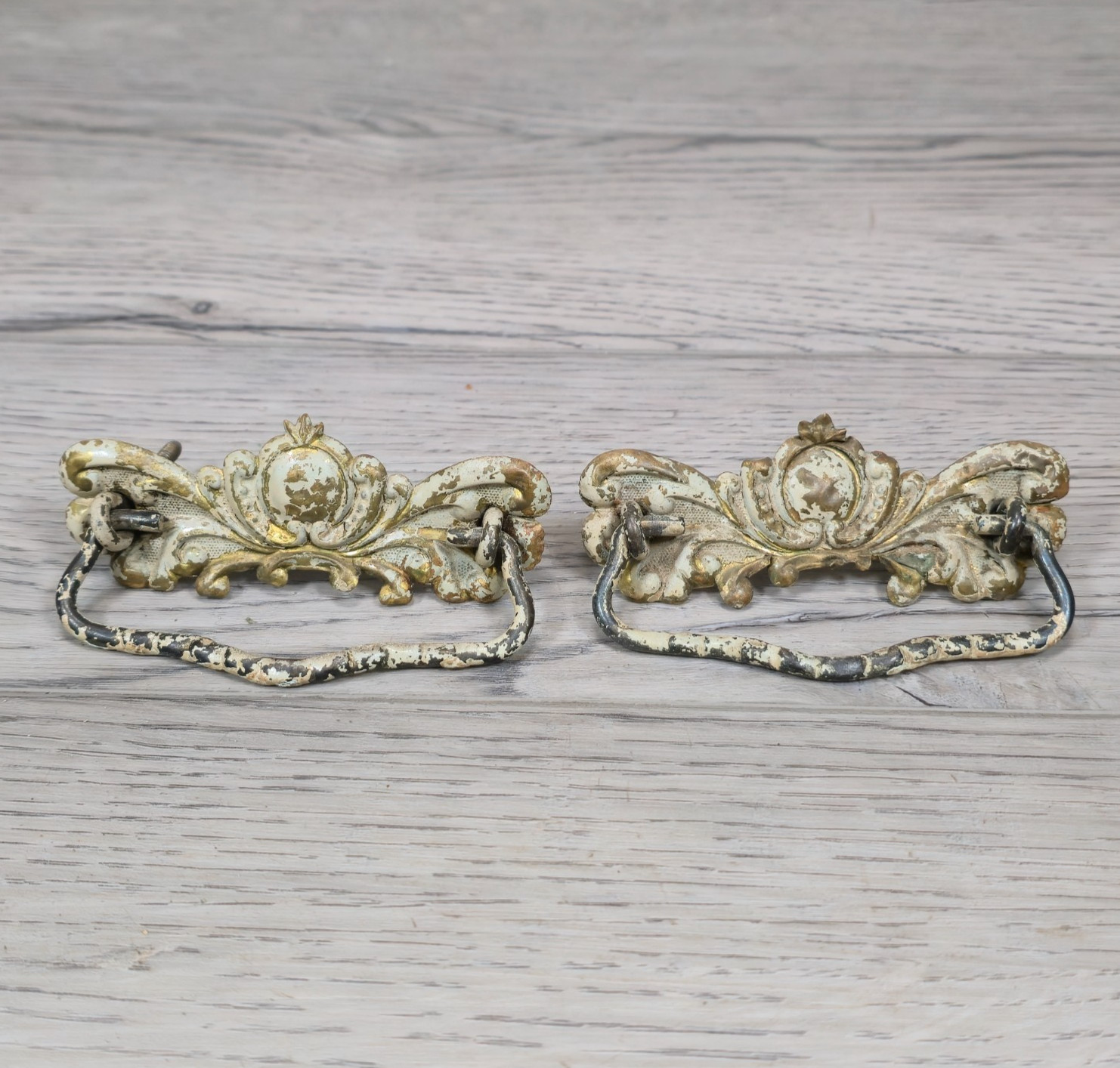 Set of 2 Vintage Brass Edwardian Drawer Pulls 3″ CTC Ornate Classic Dresser Bail