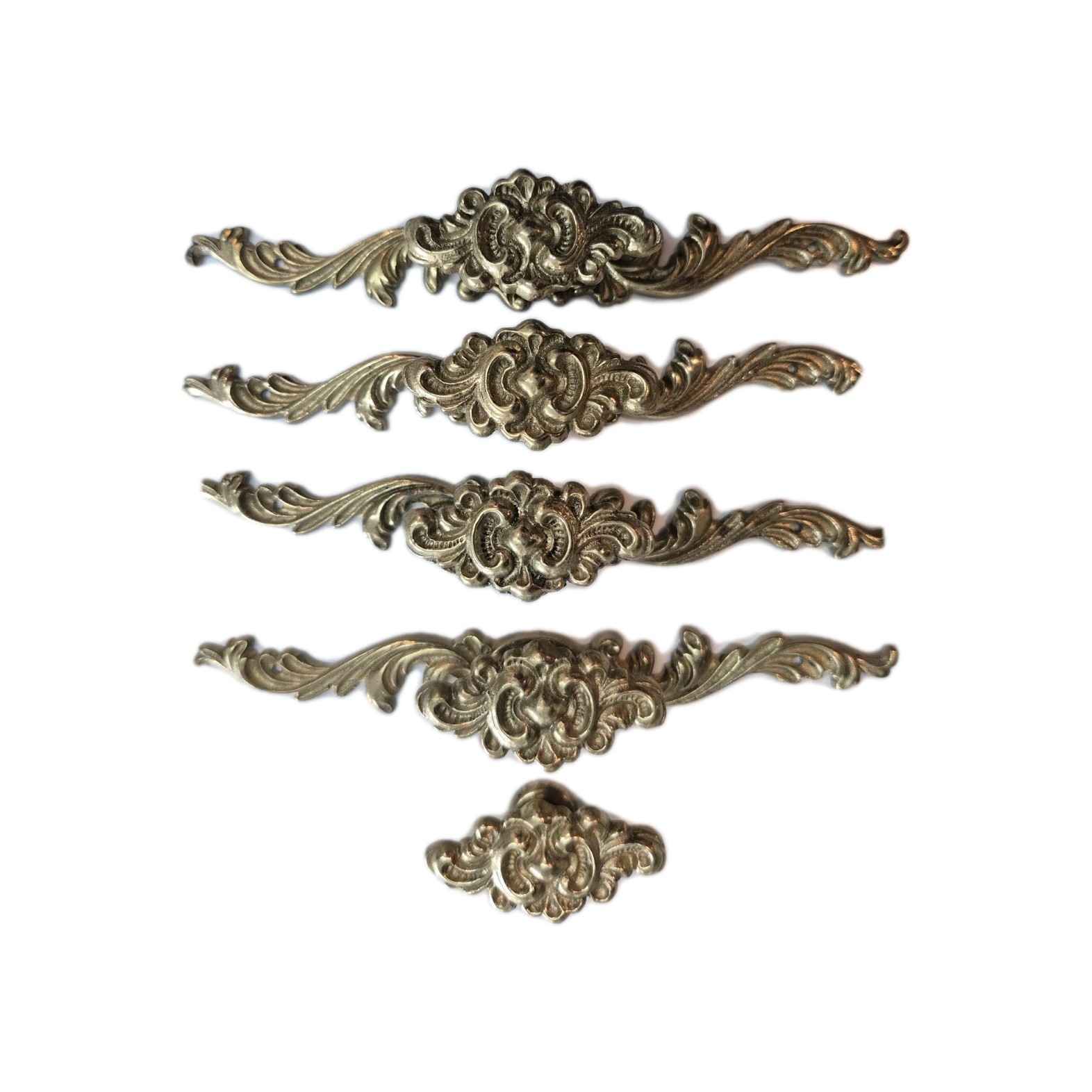 Pulls Antique Drawer Pulls 2 Piece Ornate Floral Knob Pull BRASS Backplate Lot 5