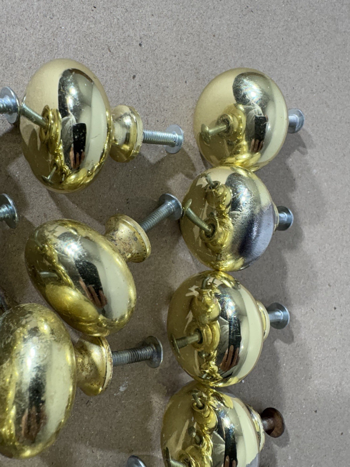 Vintage Brass Door Drawer Cabinet 1” Heavy Round Knob Lot W/Screws Furniture