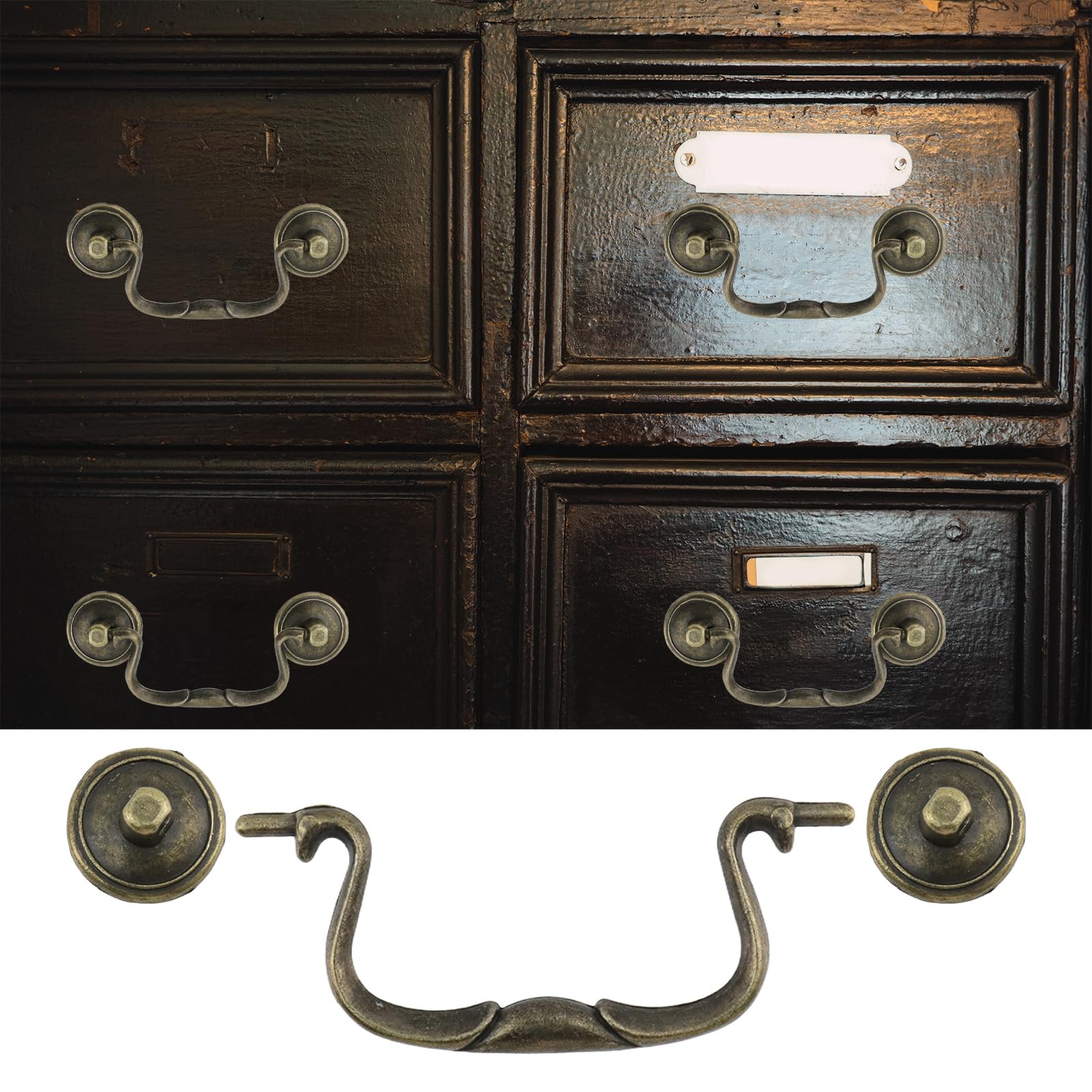 Pastlla 6 Pcs Antique Bail Handle Drop Pulls Vintage Bronze