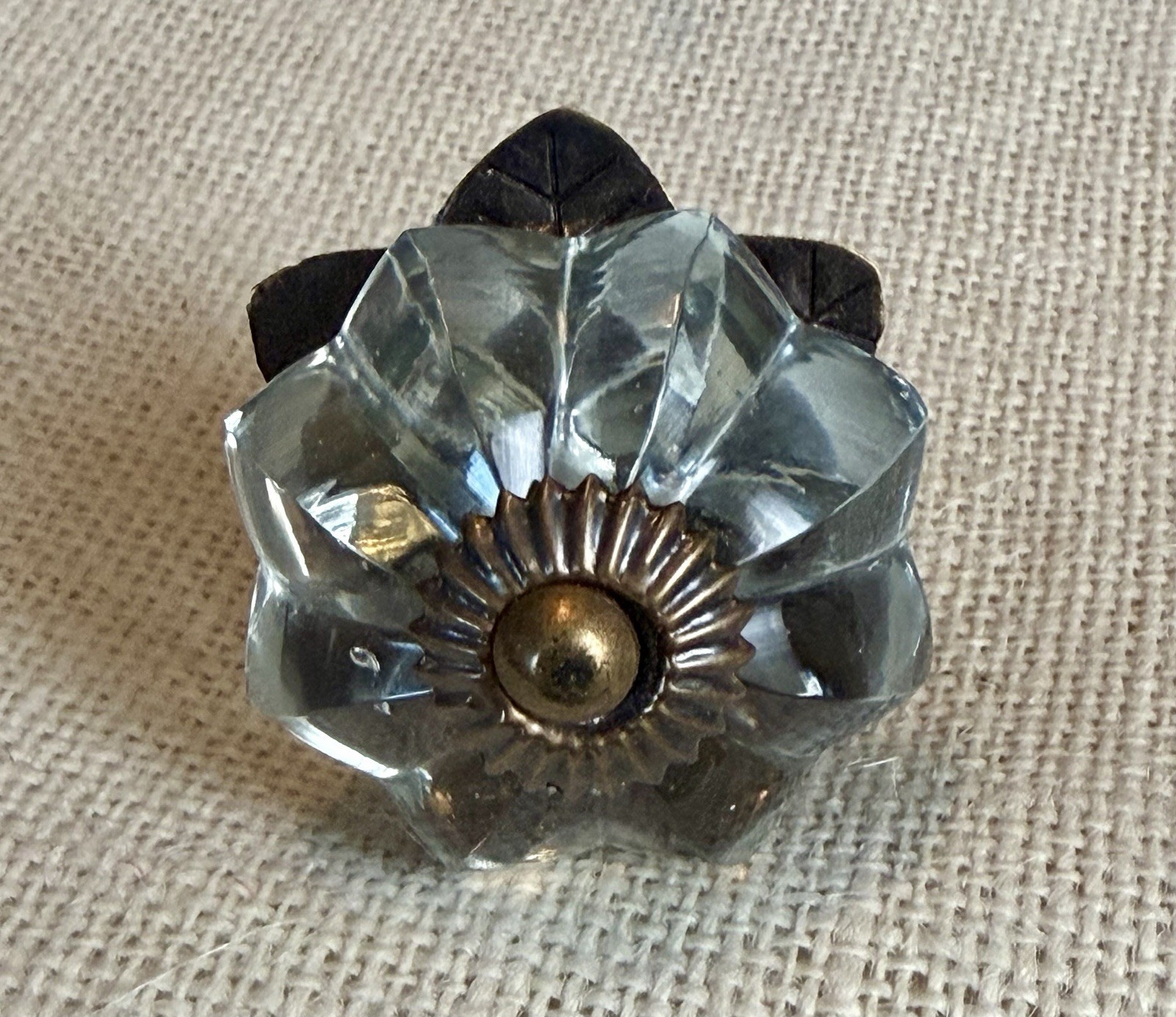 Antique Vintage Style Flower Clear Glass Cabinet Knobs Drawer Pulls Depression