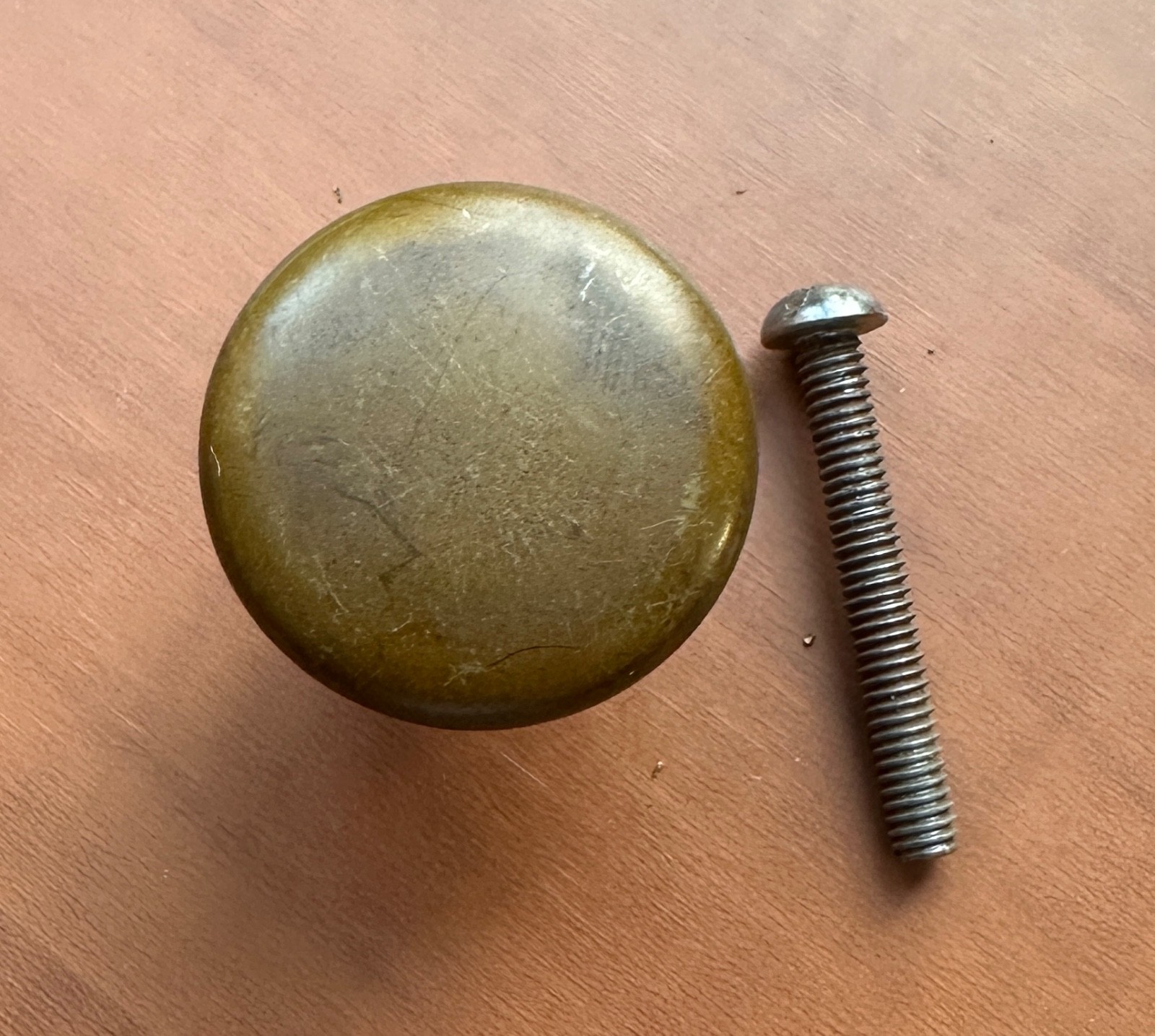 4 Vintage Small Solid Brass Desk, Dentist Chest, Tool Box Drawer Knobs, Round