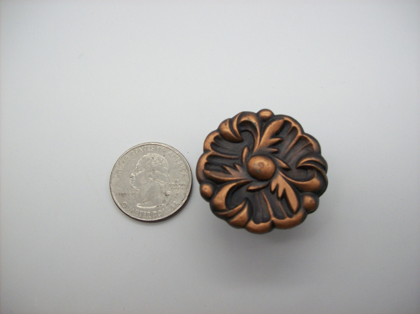 Vintage French Copper Flower Cabinet Knob Drawer Pull, 1960, RDCA, Patd 1885 09